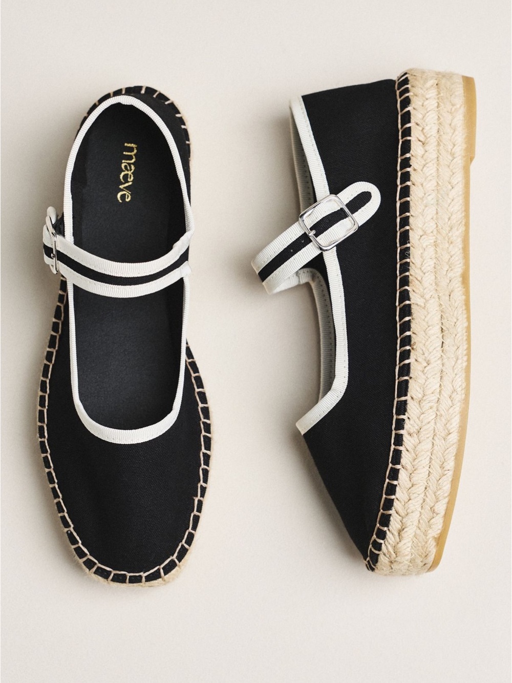 Anthropologie Black and White Mary Jane Espadrille Platform